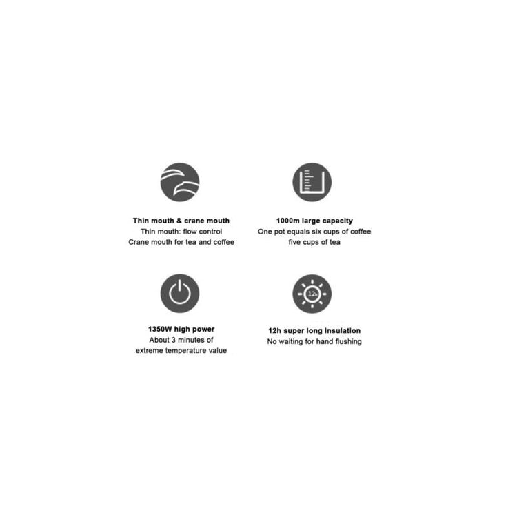 Barista Space Electric Coffee Kettle, Smart Temperature, 1l, Negru